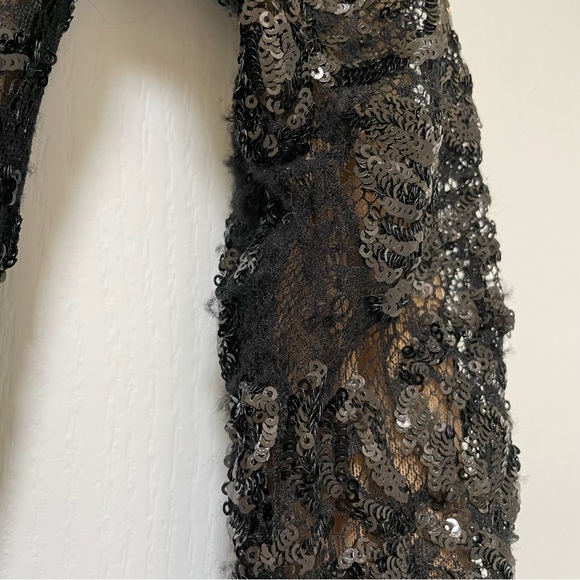 Nadine Merabi Bella Black Sequin Jumpsuit Small - Picture 10 of 13